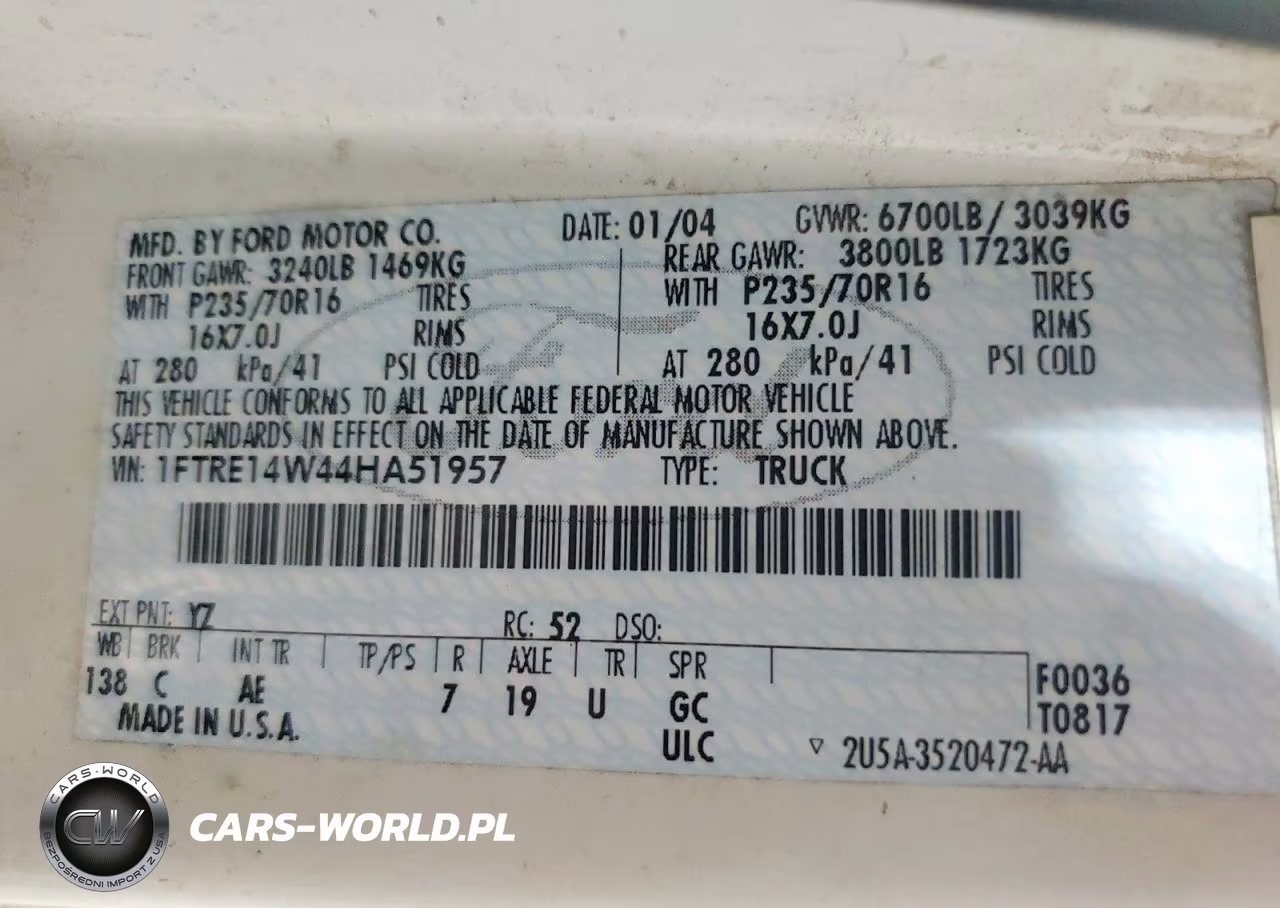 2004 Ford E150 Delivery Van VIN:1FTRE14W44HA51957 - 13