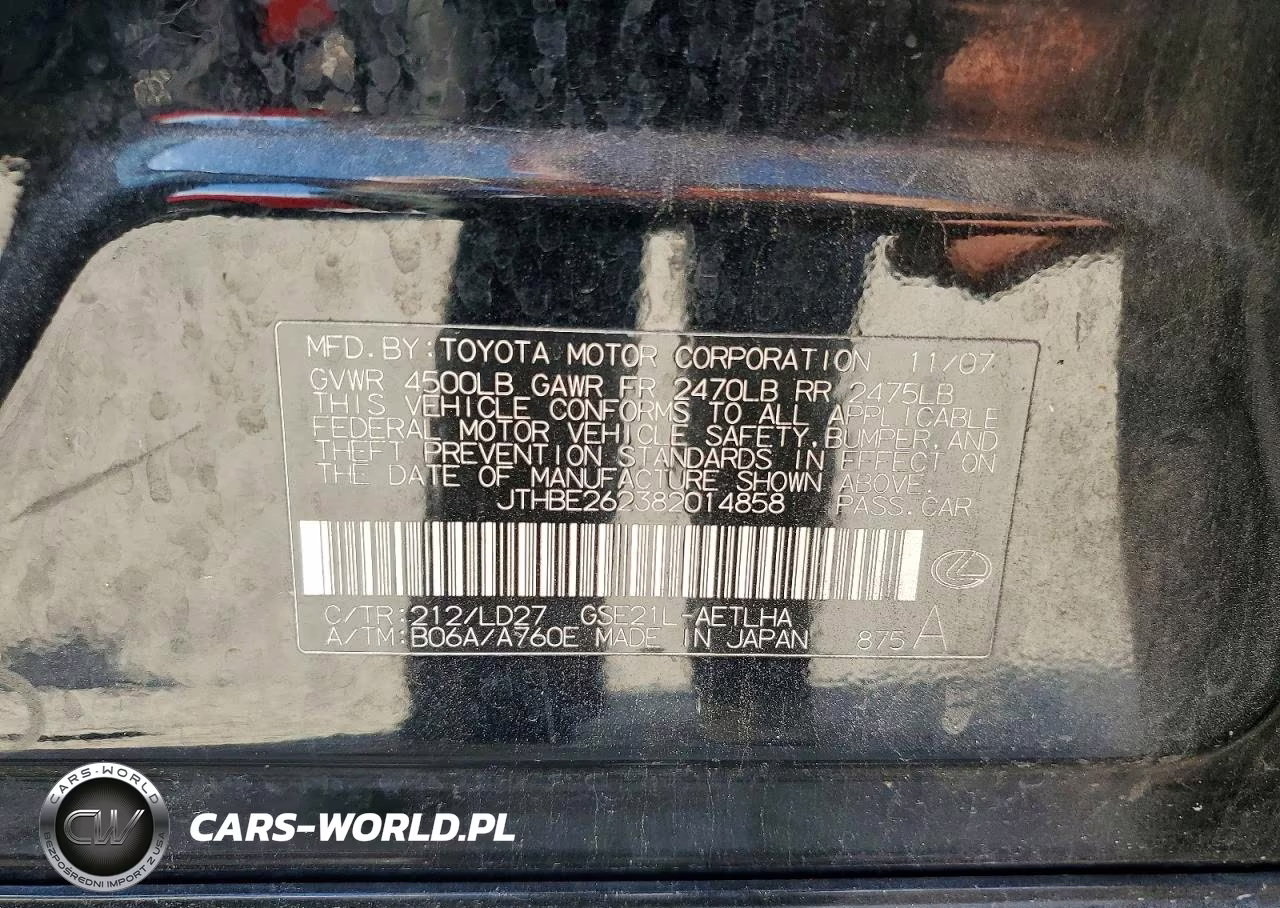 2008 Lexus Is 350 VIN:JTHBE262382014858 - 12