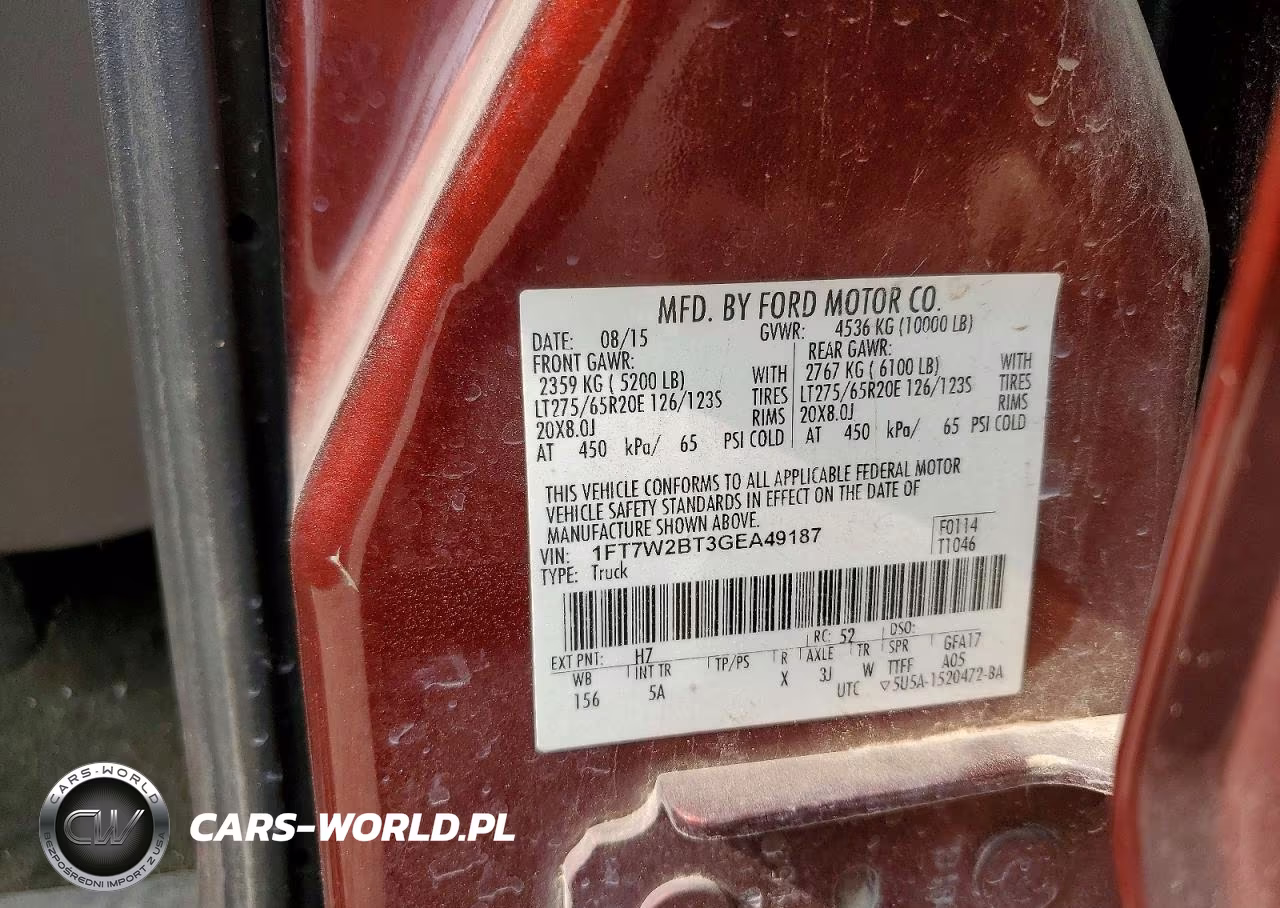 2016 Ford F250 Super Duty VIN:1FT7W2BT3GEA49187 - 12
