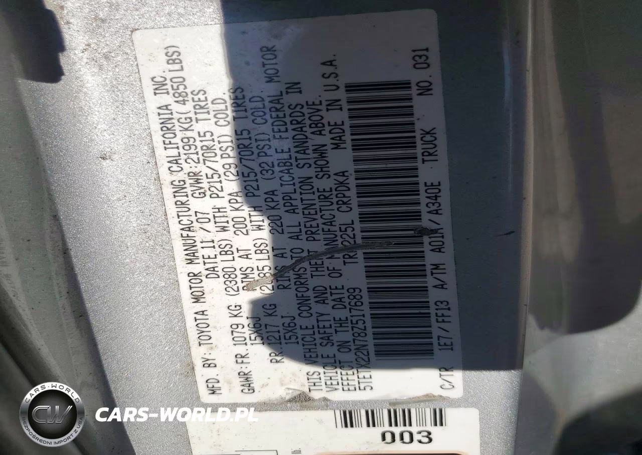 2008 Toyota Tacoma Access Cab VIN:5TETX22N78Z517689 - 12