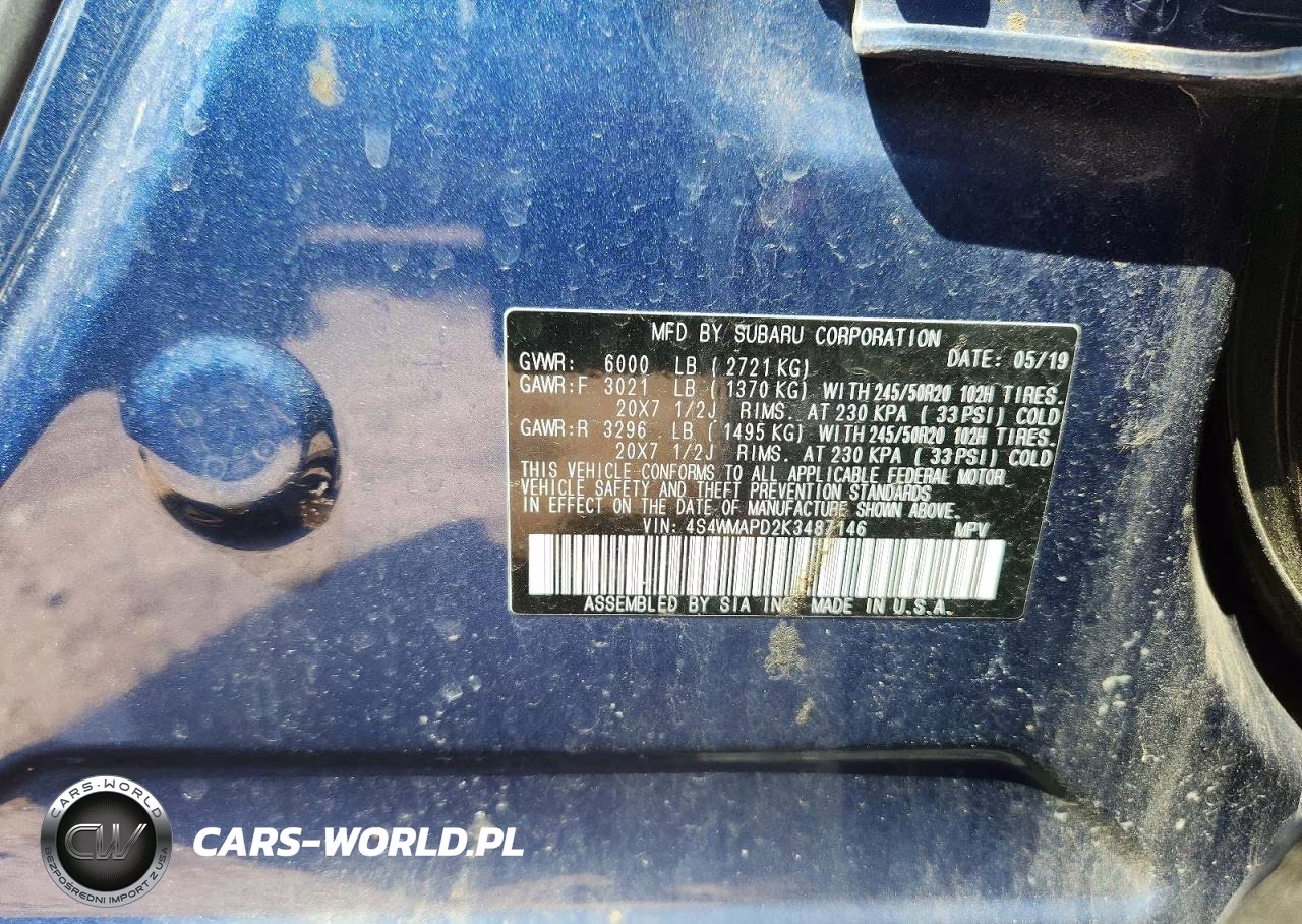 2019 Subaru Ascent Limited VIN:4S4WMAPD2K3487146 - 12
