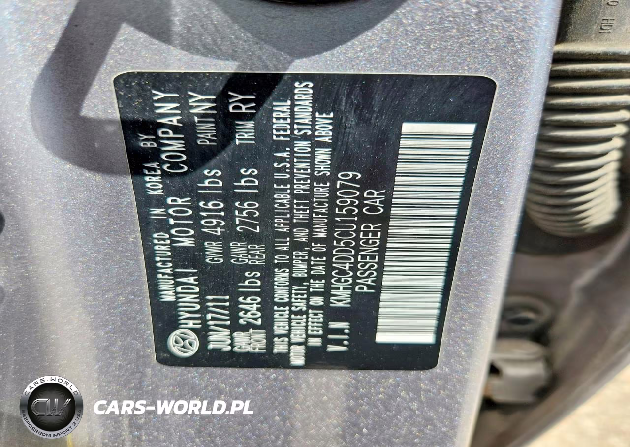 2012 Hyundai Genesis 3.8L VIN:KMHGC4DD5CU159079 - 12