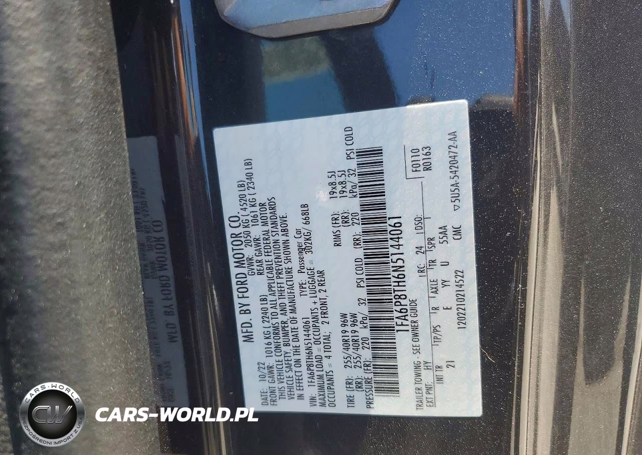 2022 Ford Mustang VIN:1FA6P8TH6N5144061 - 13