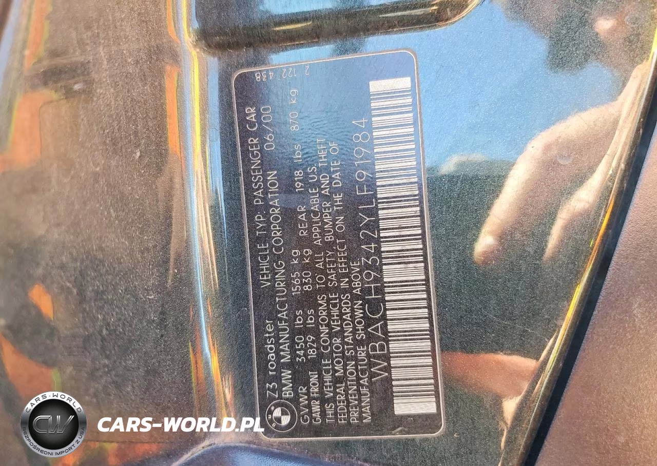 2000 BMW Z3 2.3 VIN:WBACH9342YLF91984 - 12