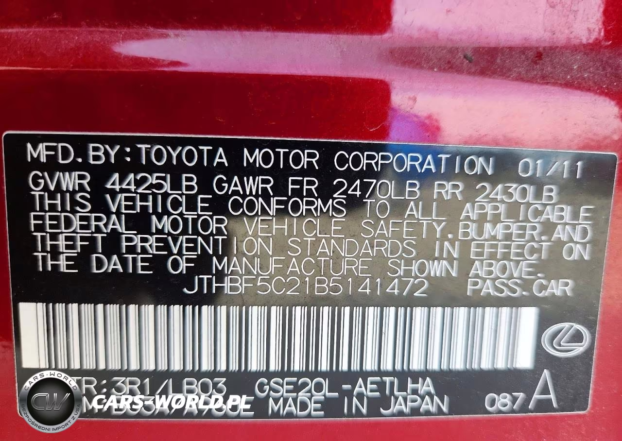 2011 Lexus Is 250 VIN:JTHBF5C21B5141472 - 13