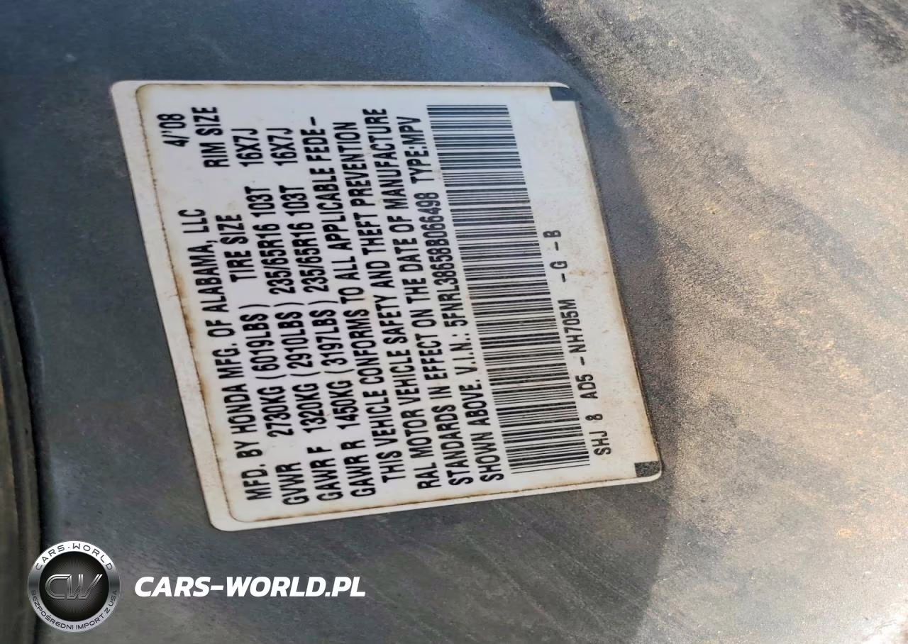2008 Honda Odyssey Exl VIN:5FNRL38658B066498 - 13