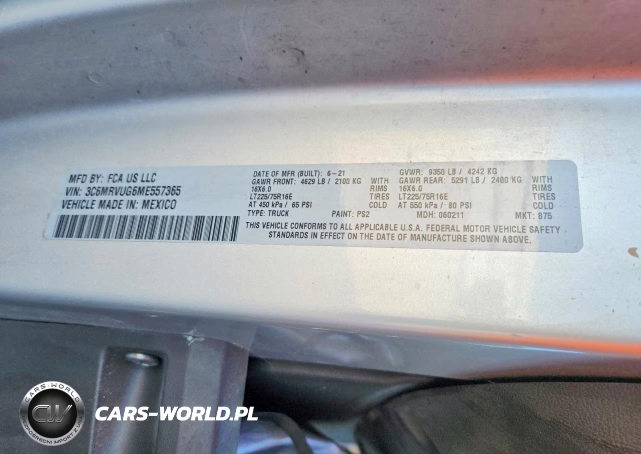 2021 Ram Promaster 3500 Rv VIN:3C6MRVUG6ME557365 - 12