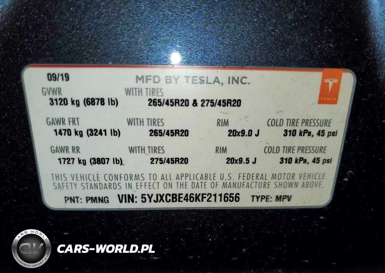 2019 Tesla Model X VIN:5YJXCBE46KF211656 - 13