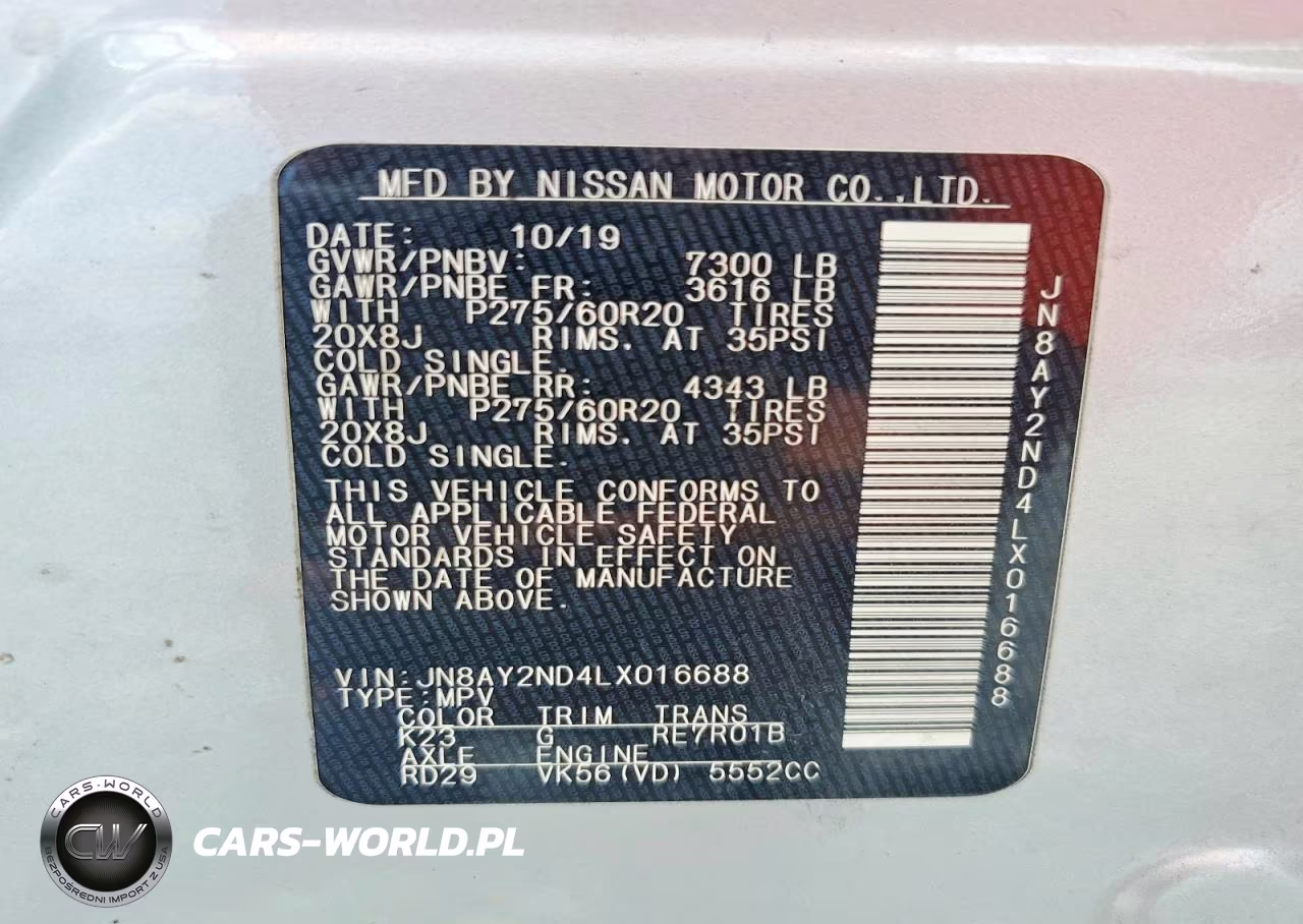 2020 Nissan Armada Sl 2Wd VIN:JN8AY2ND4LX016688 - 13