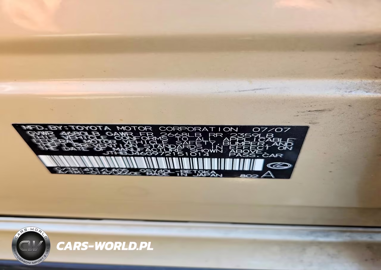 2007 Lexus Es 350 VIN:JTHBJ46G972151014 - 12