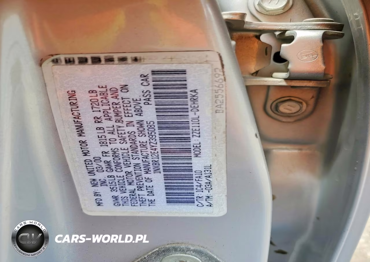 2000 Toyota Corolla Ve VIN:1NXBR12E4YZ395085 - 12