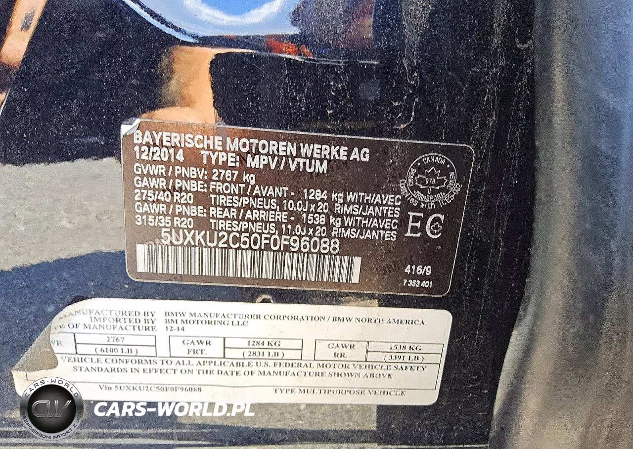 2015 BMW X6 xDrive35I VIN:5UXKU2C50F0F96088 - 14
