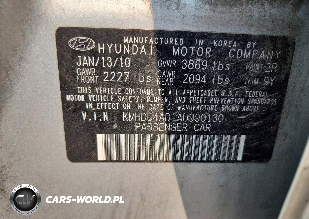 2010 Hyundai Elantra Gls VIN:KMHDU4AD1AU990130 - 12