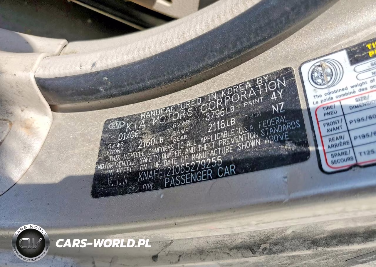 2006 Kia Spectra Ex VIN:KNAFE121065279255 - 12