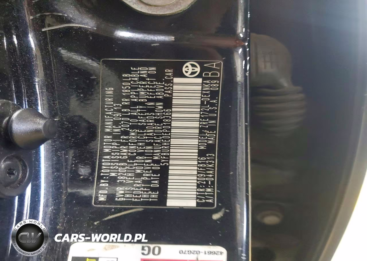 2014 Toyota Corolla Le Plus VIN:5YFBURHE0EP018366 - 12