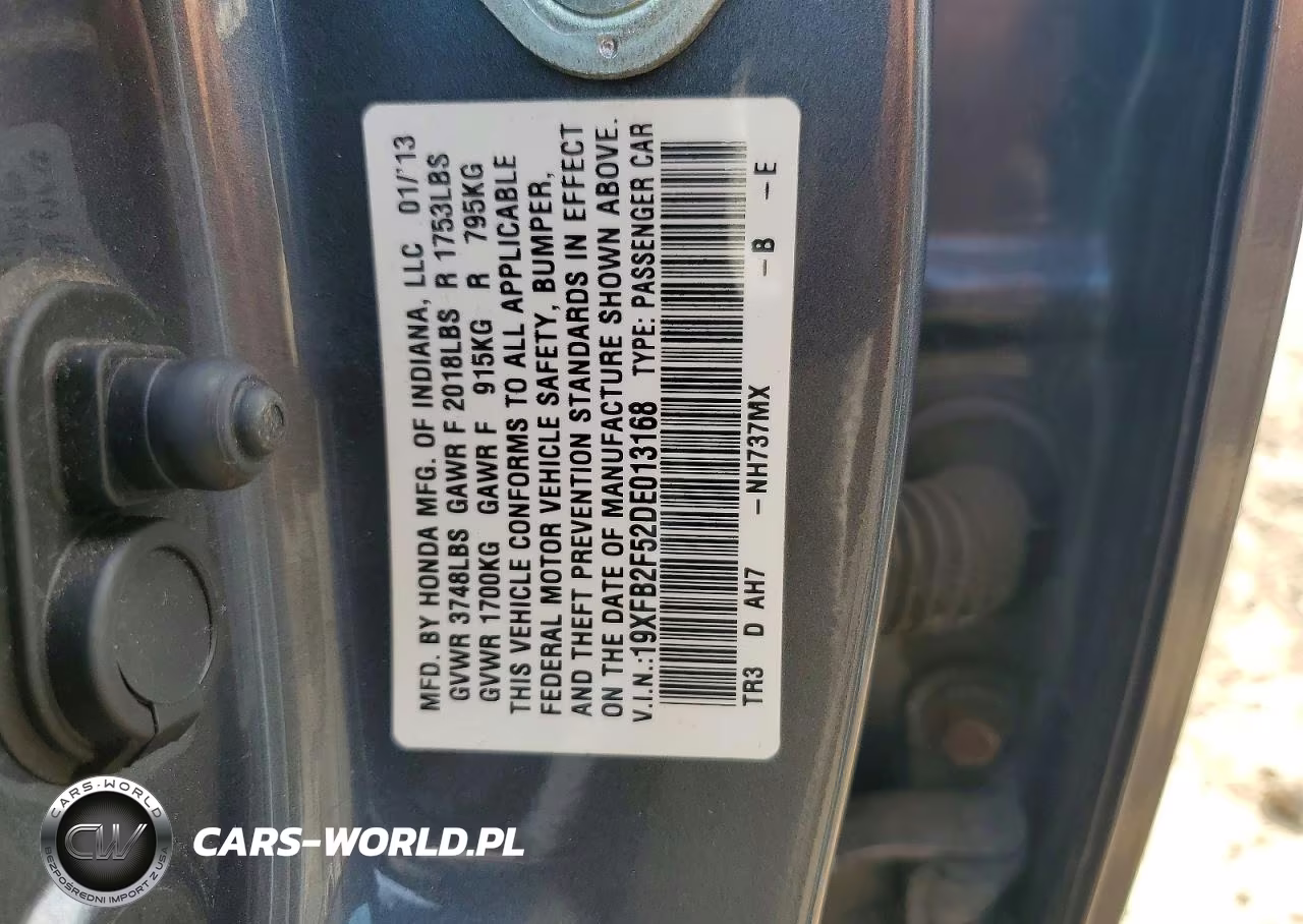 2013 Honda Civic Lx VIN:19XFB2F52DE013168 - 12