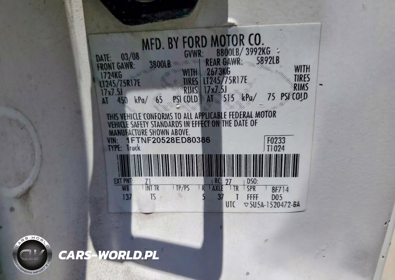 2008 Ford F250 Super Duty VIN:1FTNF20528ED80386 - 12