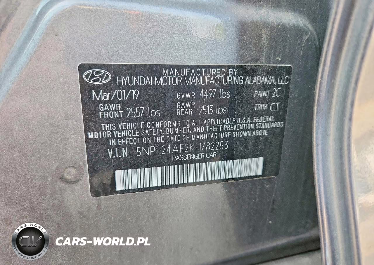 2019 Hyundai Sonata Se VIN:5NPE24AF2KH782253 - 12