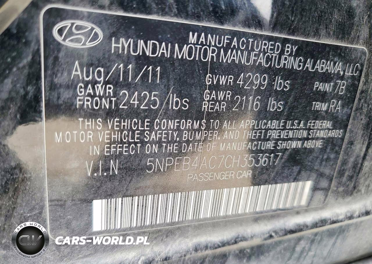 2012 Hyundai Sonata Gls VIN:5NPEB4AC7CH353617 - 12