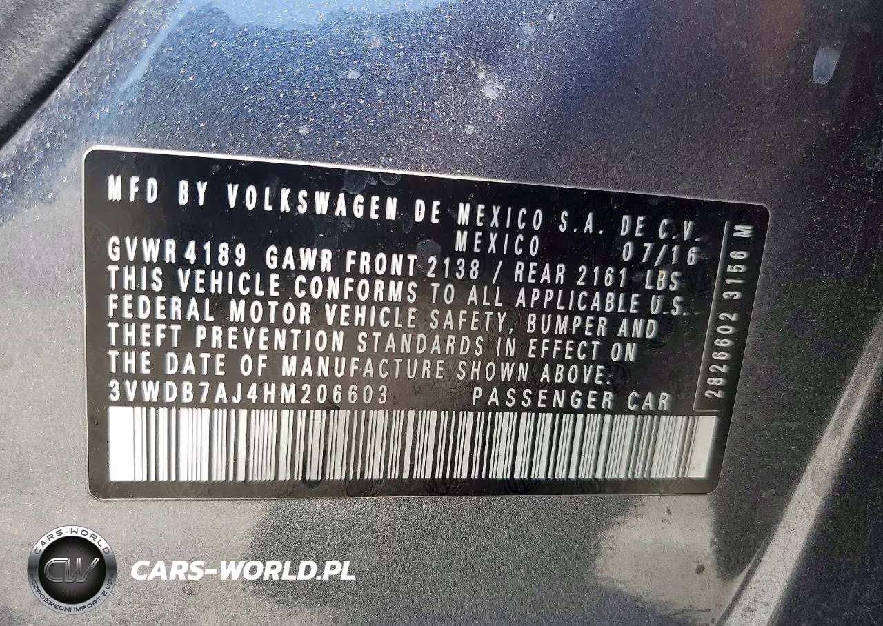 2017 Volkswagen Jetta Se VIN:3VWDB7AJ4HM206603 - 12