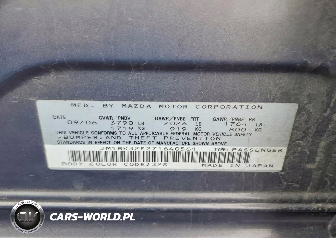 2007 Mazda 3 I VIN:JM1BK32F271640561 - 12