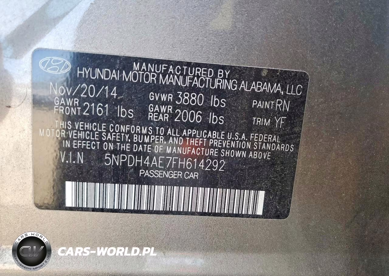 2015 Hyundai Elantra Se VIN:5NPDH4AE7FH614292 - 12