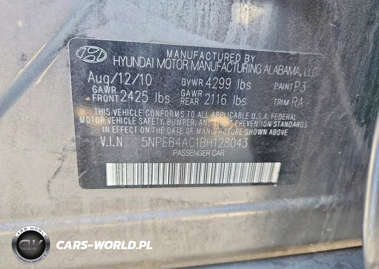 2011 Hyundai Sonata Gls VIN:5NPEB4AC1BH128043 - 12