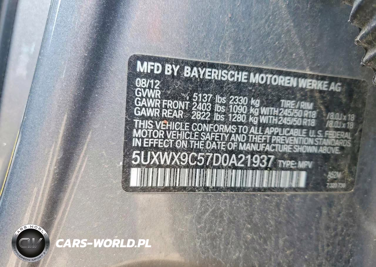2013 BMW X3 xDrive28I VIN:5UXWX9C57D0A21937 - 13