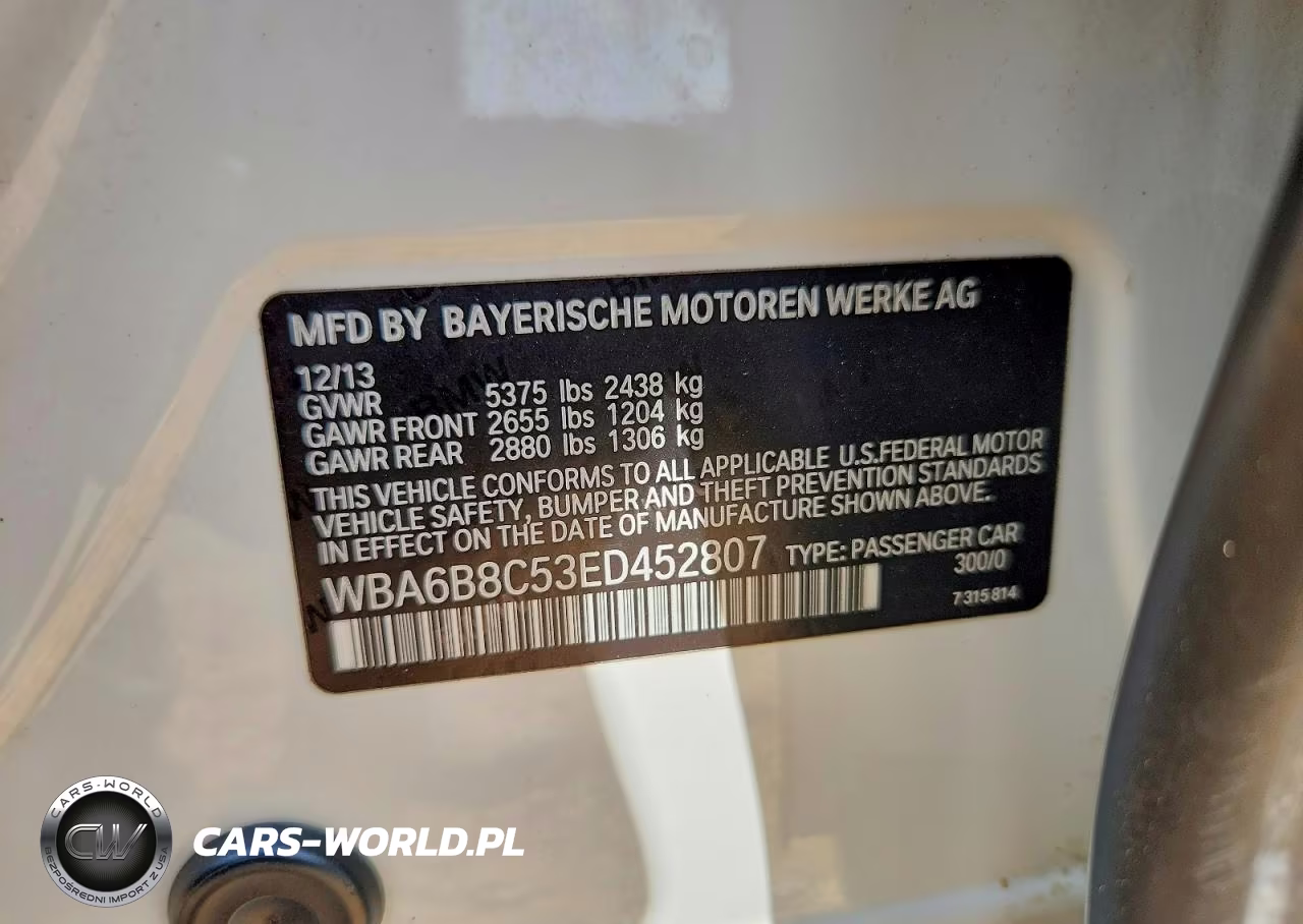 2014 BMW 640 Xi Gran Coupe VIN:WBA6B8C53ED452807 - 12