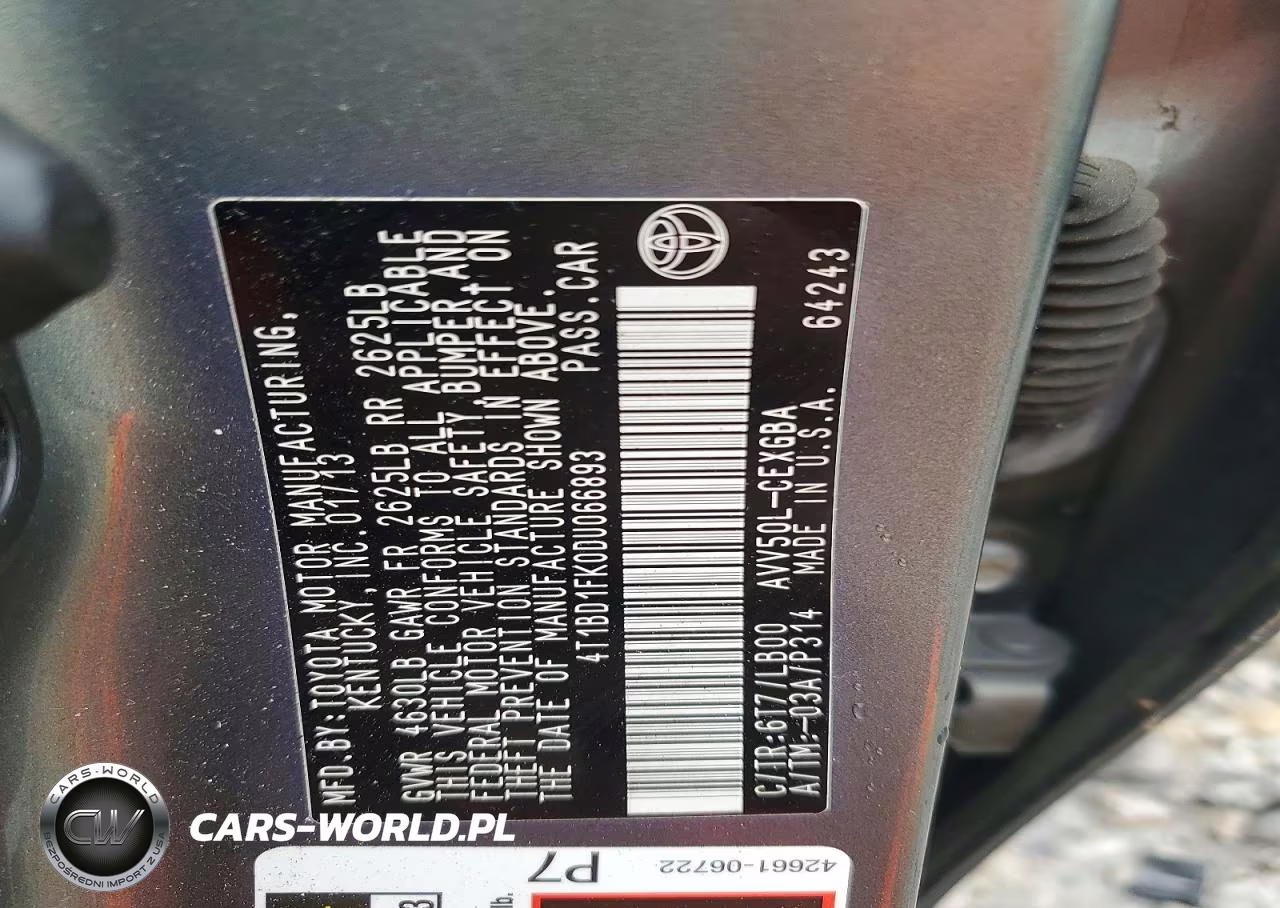 2013 Toyota Camry Hybrid Xle VIN:4T1BD1FK0DU066893 - 12