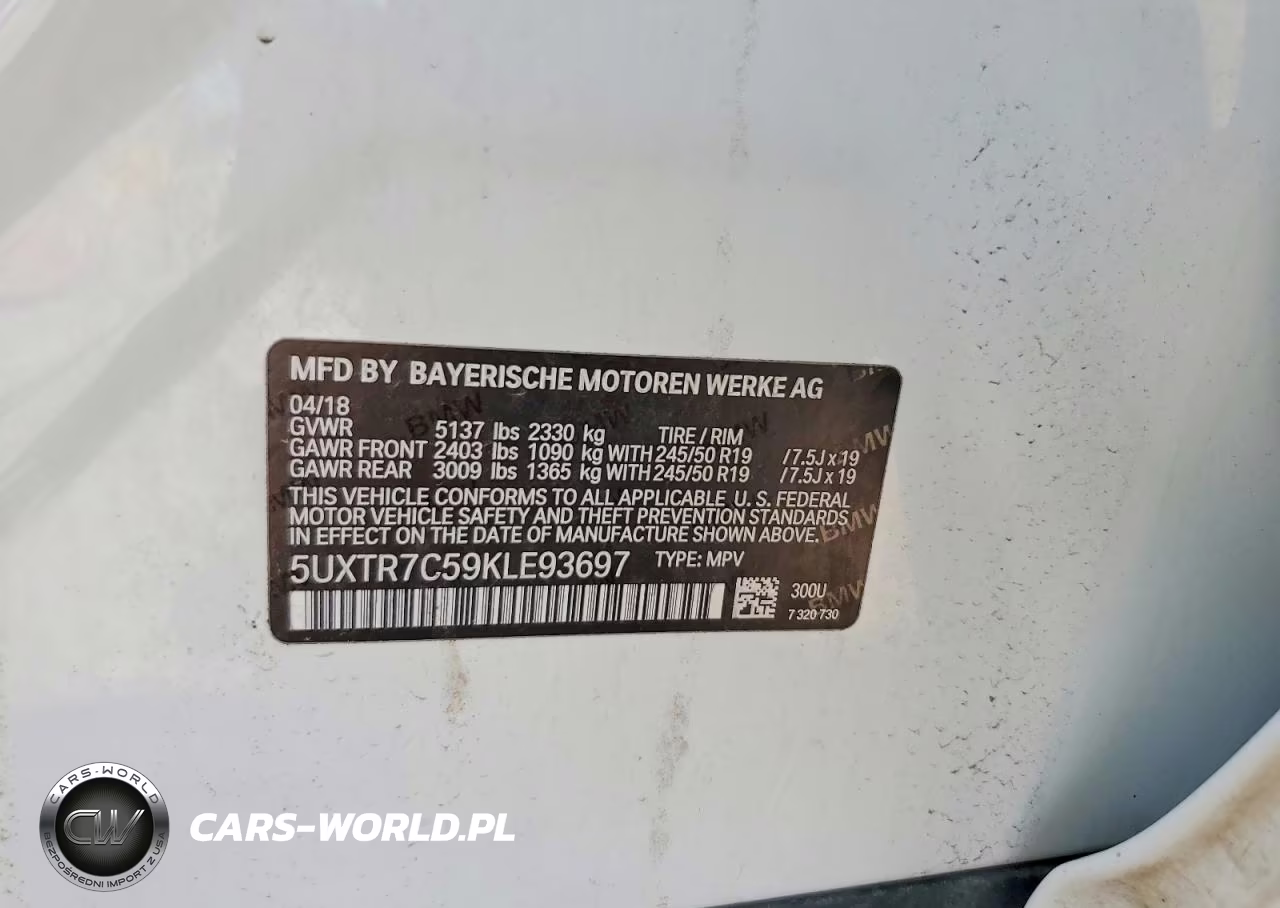 2019 BMW X3 Sdrive30I VIN:5UXTR7C59KLE93697 - 12