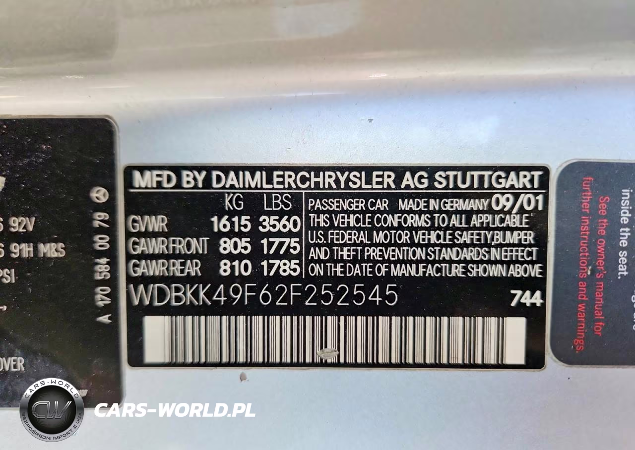 2002 Mercedes-Benz Slk 230 Kompressor VIN:WDBKK49F62F252545 - 12
