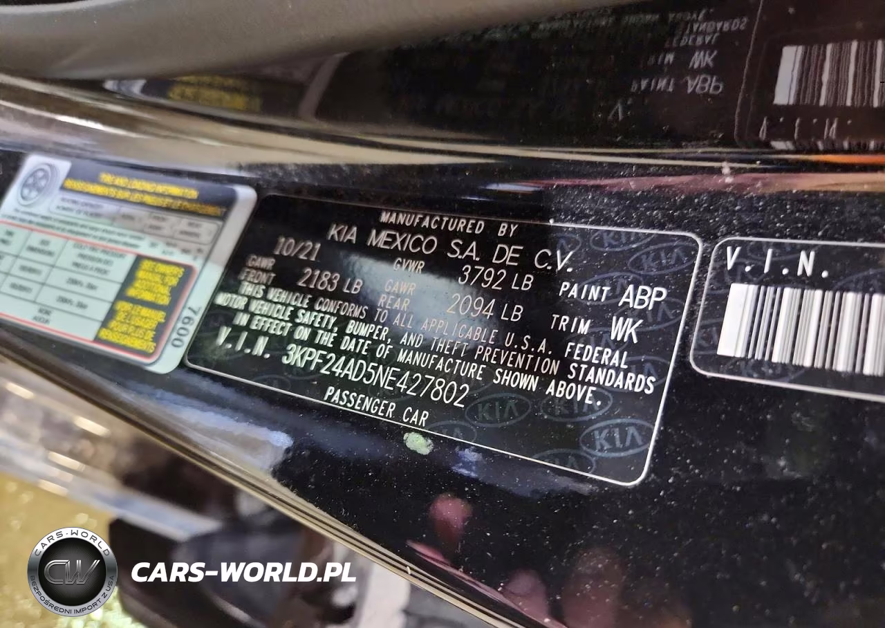 2022 Kia Forte Fe VIN:3KPF24AD5NE427802 - 12