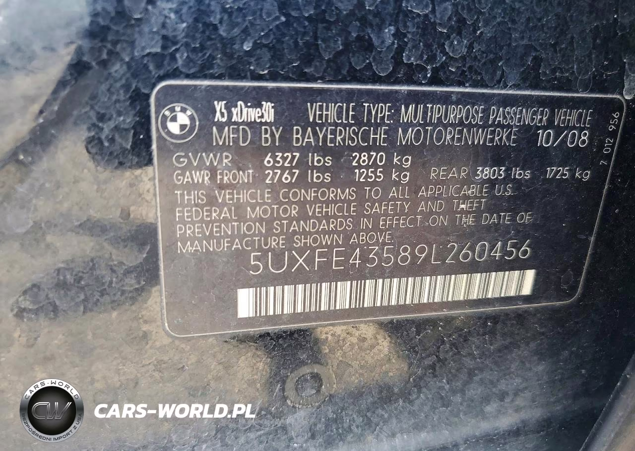 2009 BMW X5 xDrive30I VIN:5UXFE43589L260456 - 12
