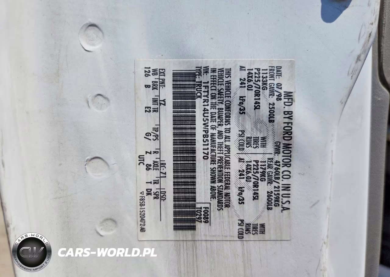 1998 Ford Ranger Super Cab VIN:1FTYR14U5WPB51170 - 12