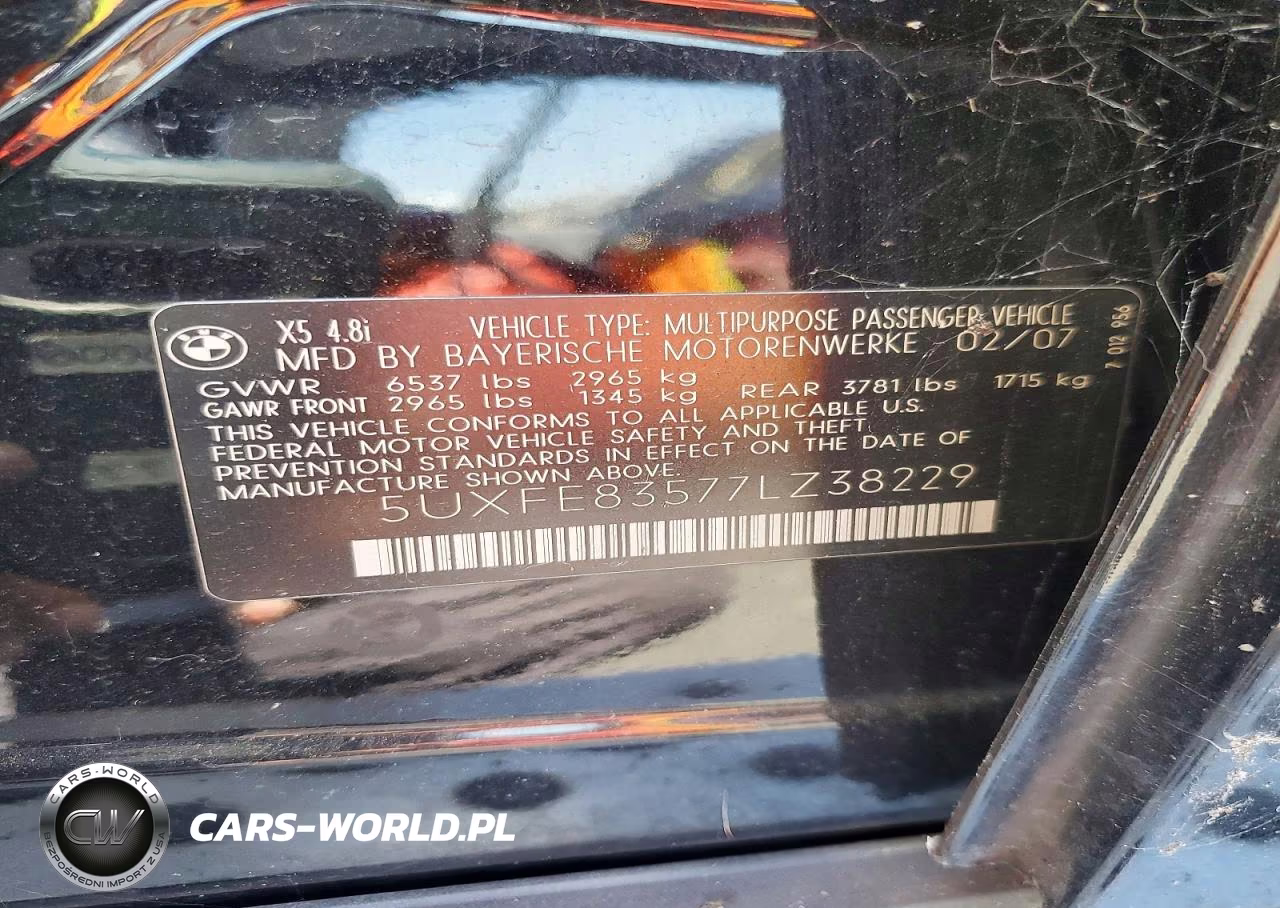 2007 BMW X5 4.8I VIN:5UXFE83577LZ38229 - 13