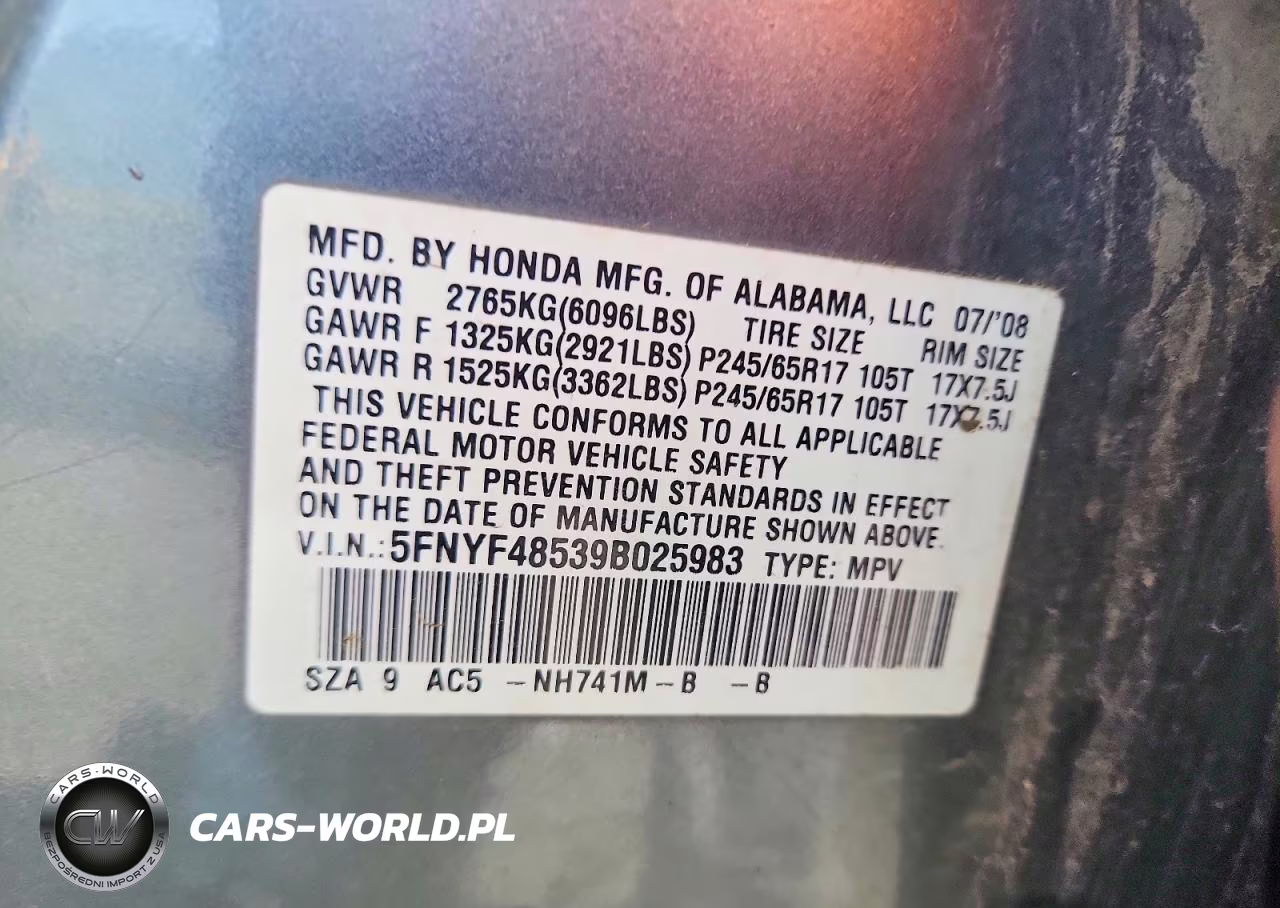 2009 Honda Pilot Exl VIN:5FNYF48539B025983 - 12