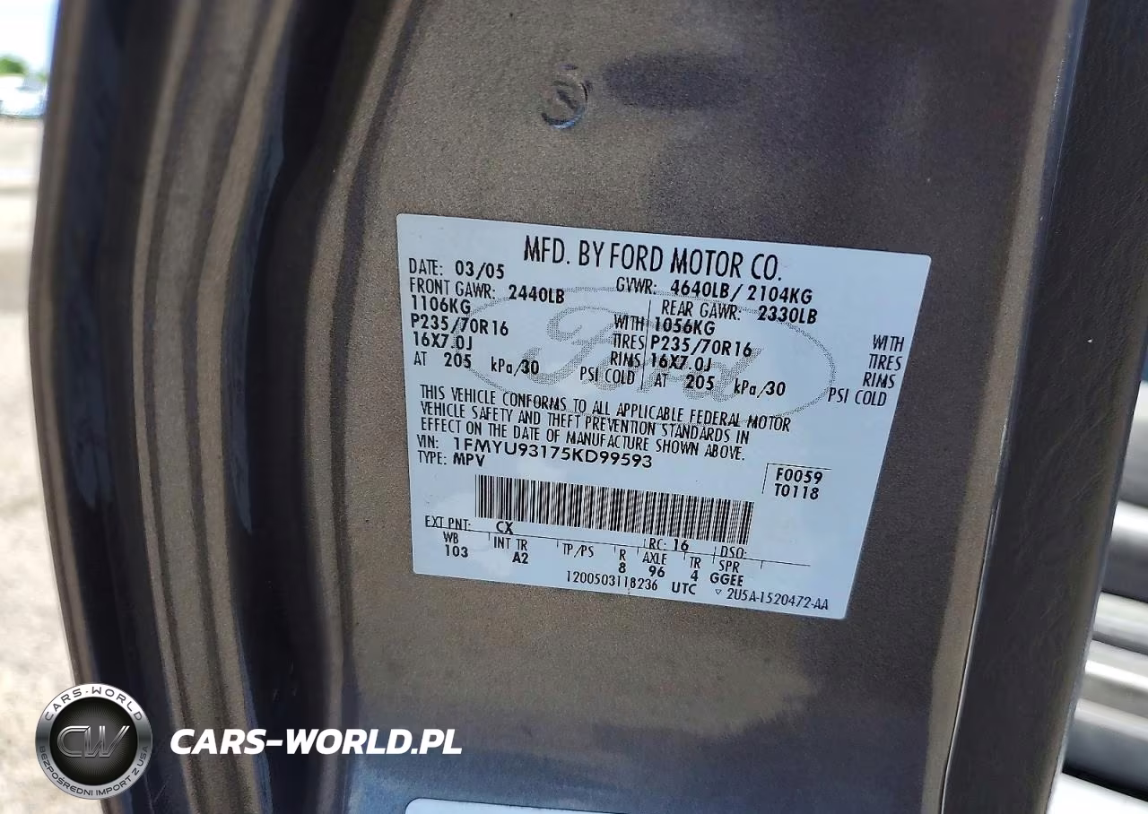 2005 Ford Escape Xlt VIN:1FMYU93175KD99593 - 13