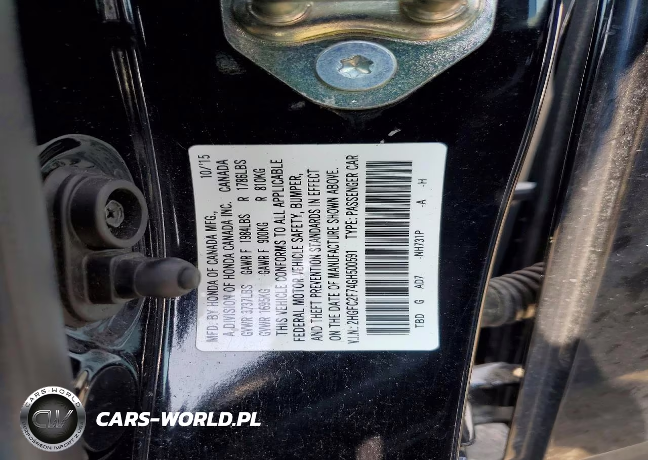 2016 Honda Civic Ex VIN:2HGFC2F74GH500591 - 12