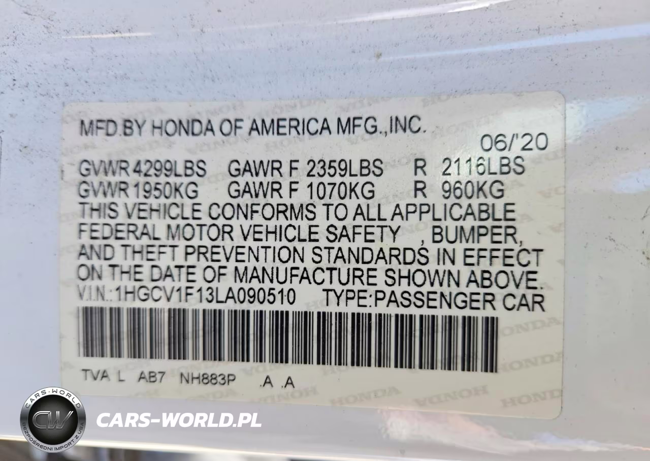 2020 Honda Accord Lx VIN:1HGCV1F13LA090510 - 12
