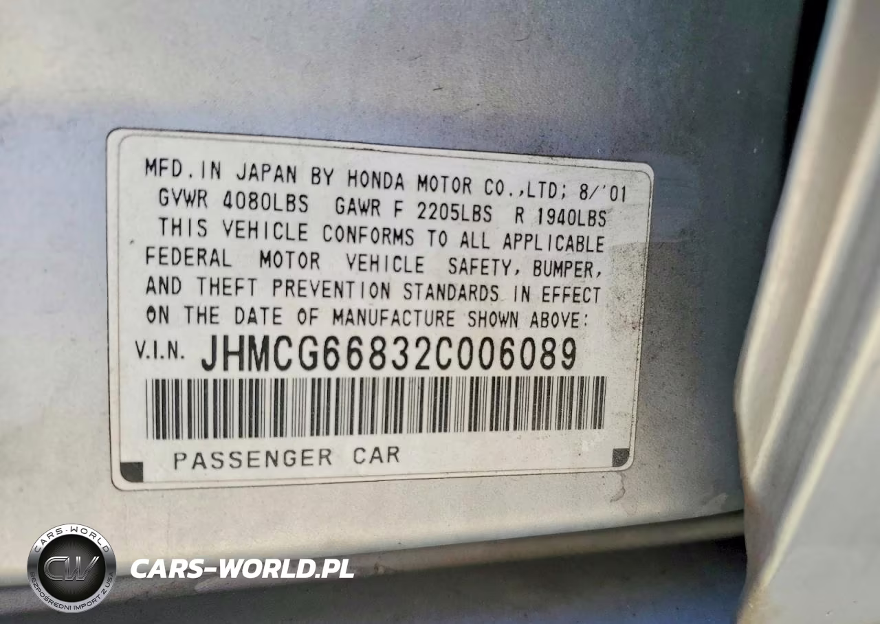 2002 Honda Accord Ex VIN:JHMCG66832C006089 - 12