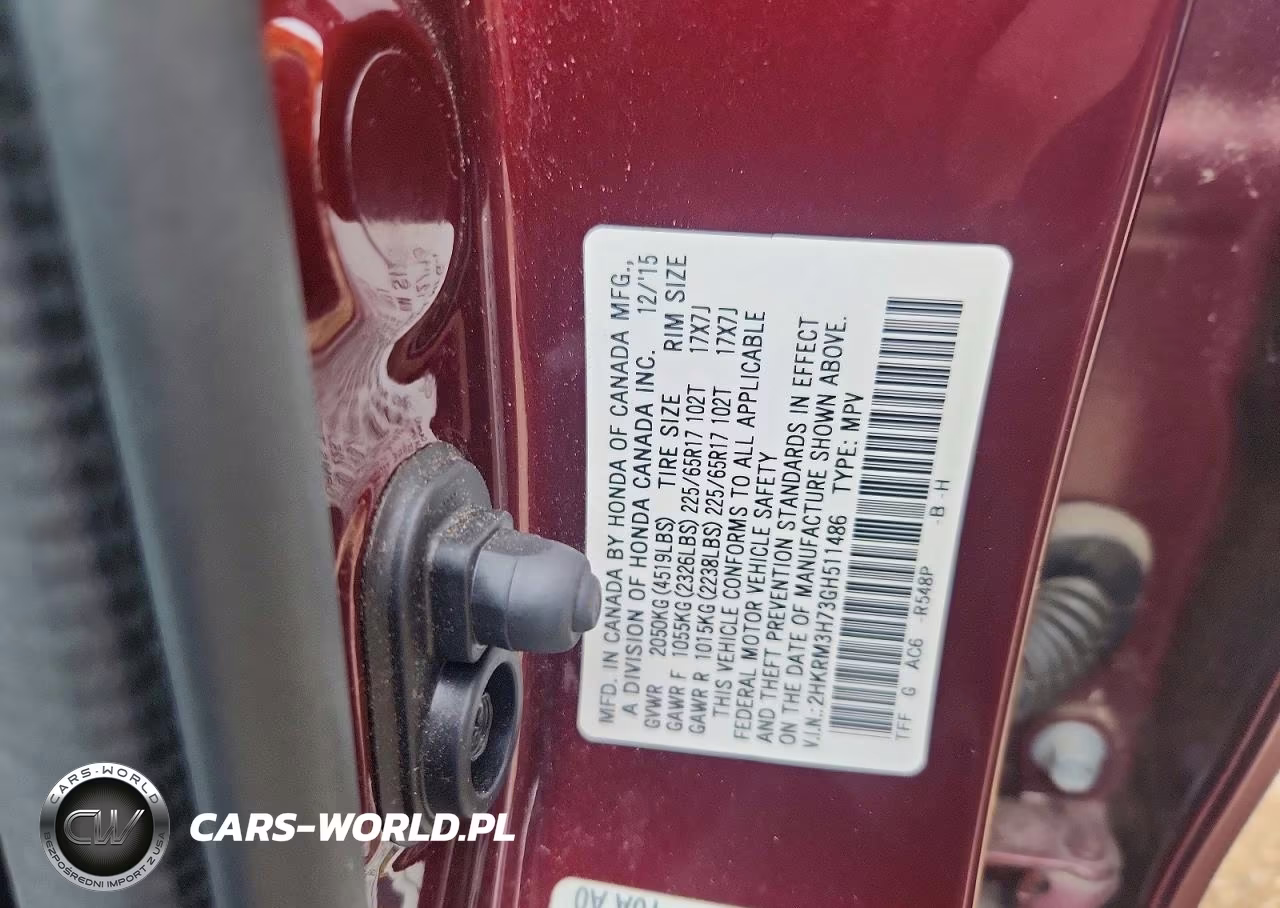 2016 Honda Cr-V Exl VIN:2HKRM3H73GH511486 - 12