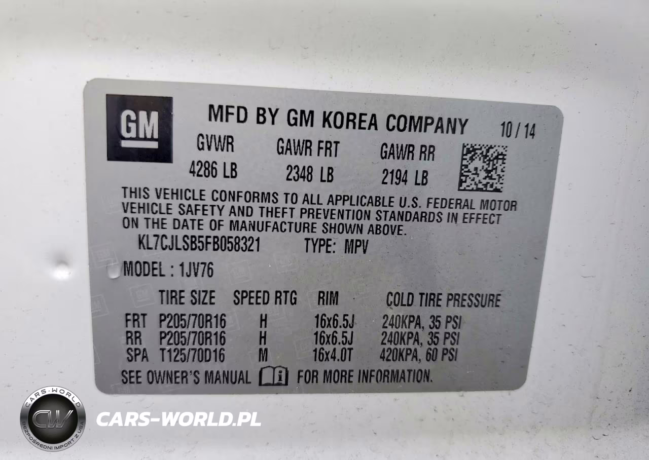 2015 Chevrolet Trax 1Lt VIN:KL7CJLSB5FB058321 - 13