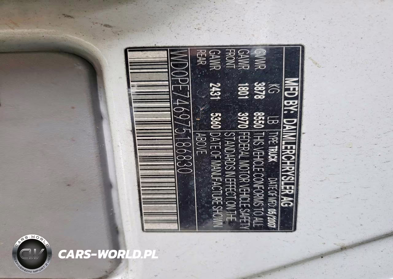 2007 Dodge Sprinter 2500 VIN:WD0PE746975186830 - 13