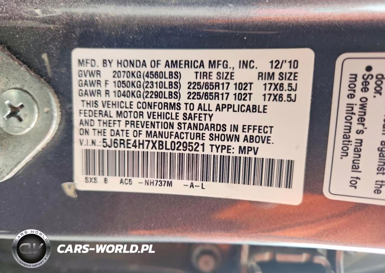 2011 Honda Cr-V Exl VIN:5J6RE4H7XBL029521 - 13