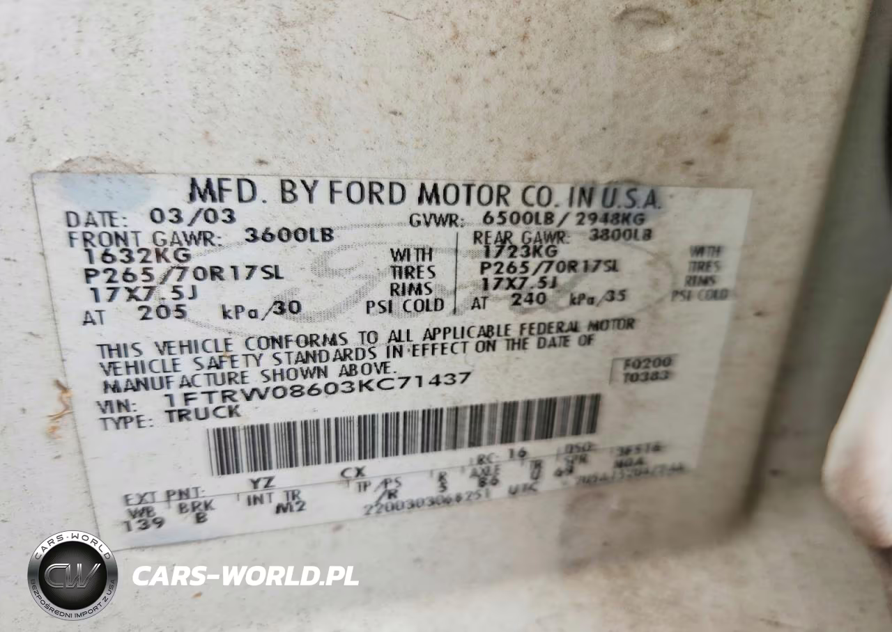 2003 Ford F150 Supercrew VIN:1FTRW08603KC71437 - 12