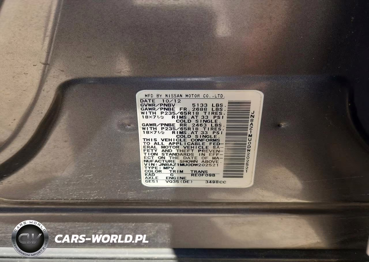 2013 Nissan Murano S VIN:JN8AZ1MU0DW202521 - 12