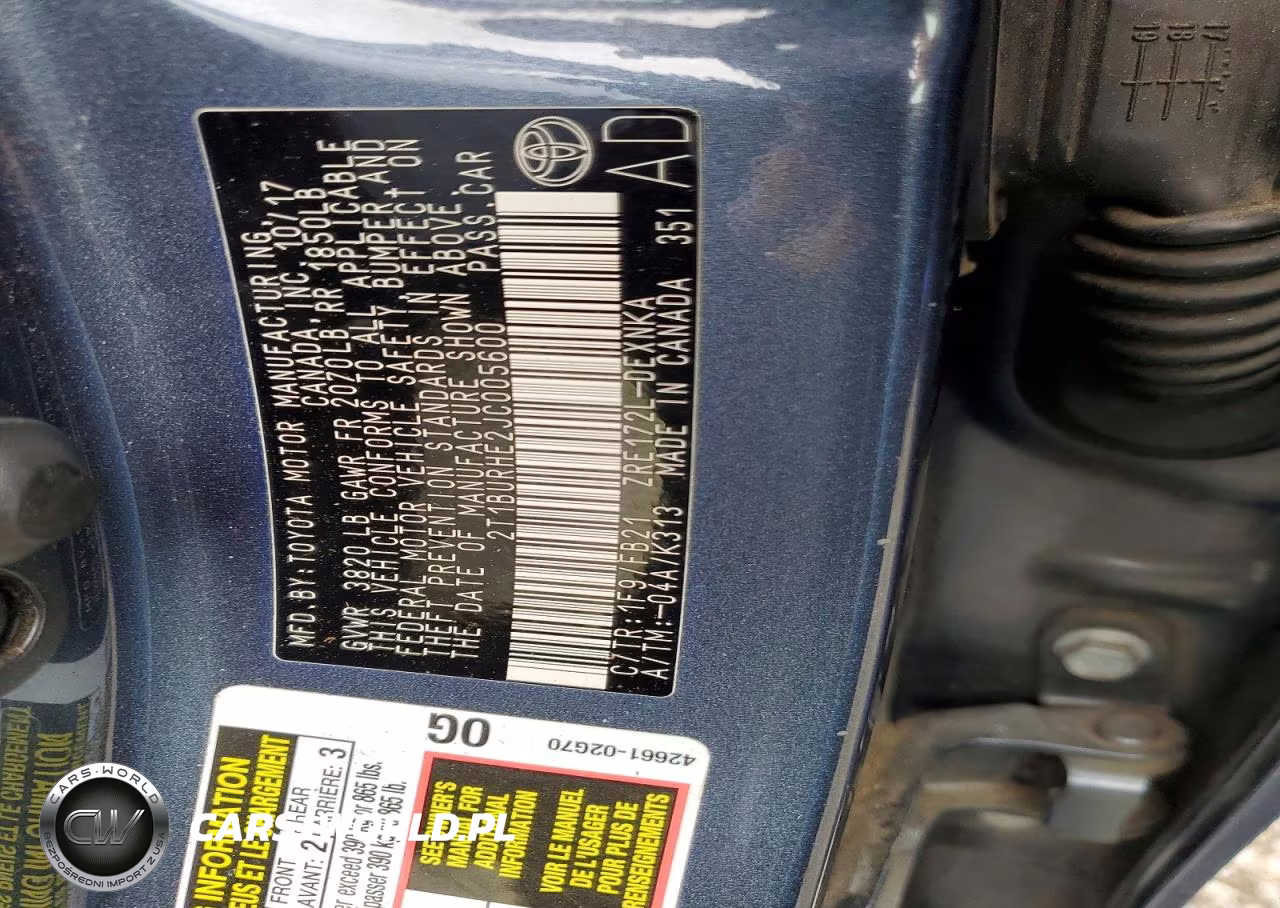 2018 Toyota Corolla Le VIN:2T1BURHE2JC005600 - 12