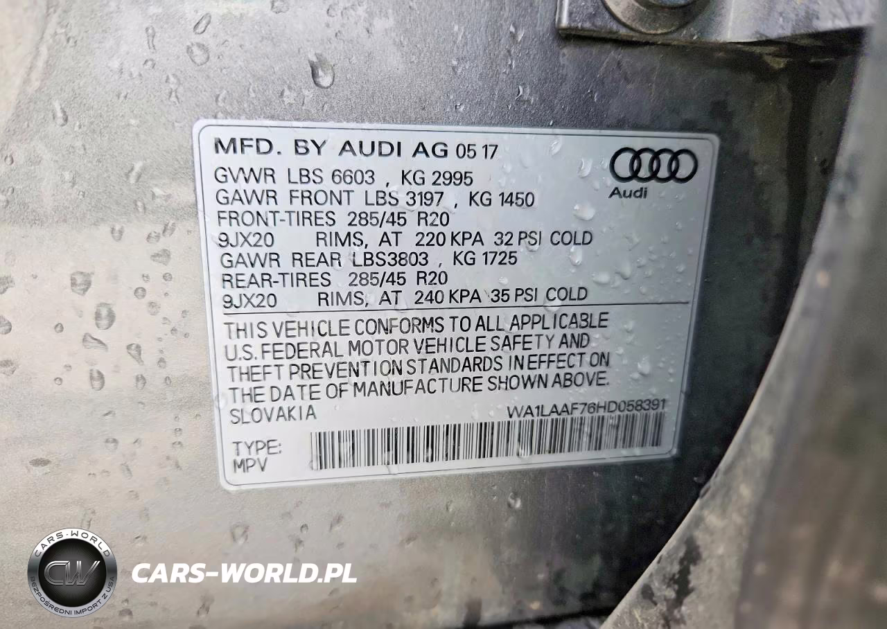 2017 Audi Q7 Premium Plus VIN:WA1LAAF76HD058391 - 13