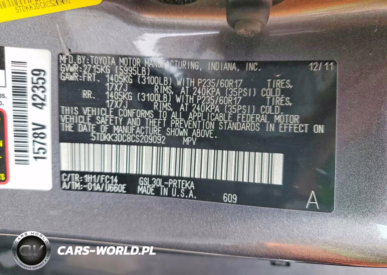2012 Toyota Sienna Le VIN:5TDKK3DC8CS209092 - 14